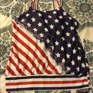 Red white and blue stripes and stars summer top